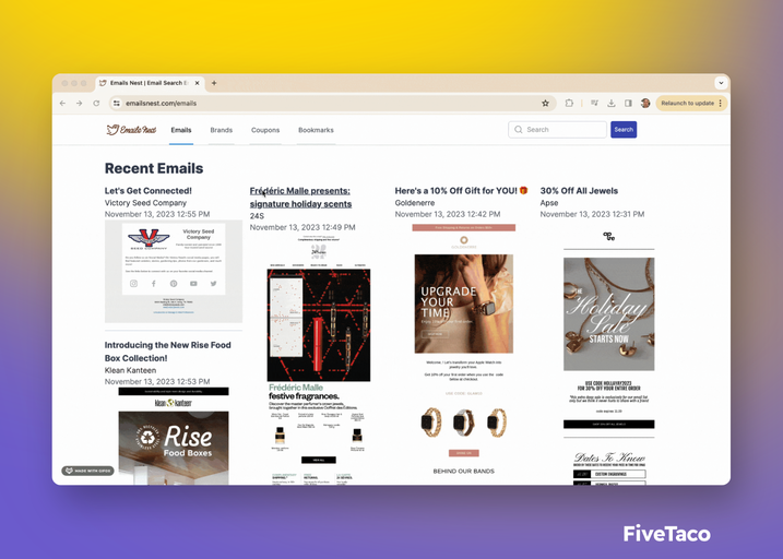 Emails Nest | FiveTaco