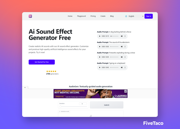 Ai Sound Effect Generator Free | FiveTaco