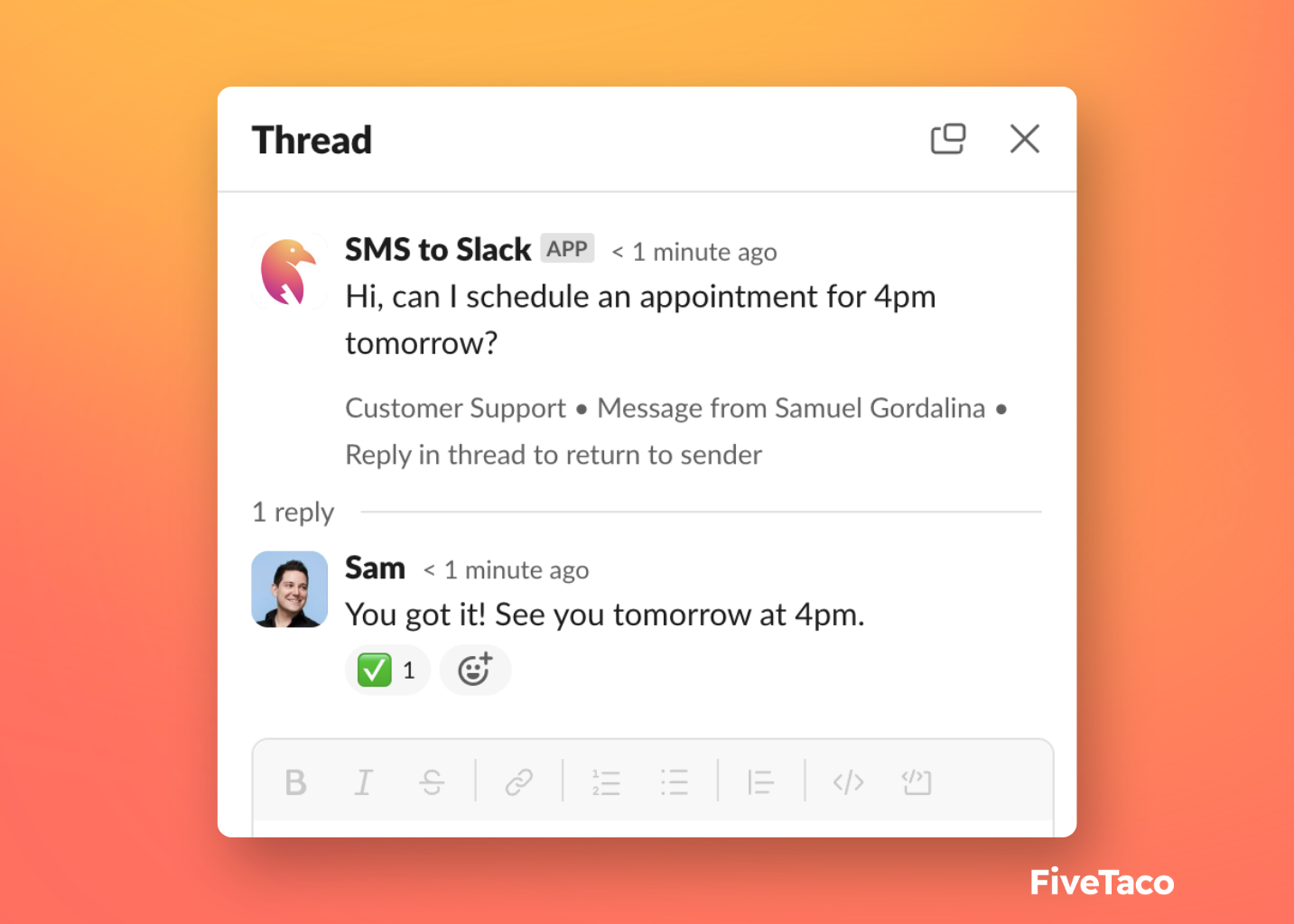 SMS to Slack