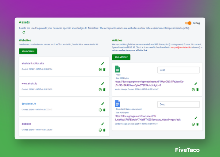 Aissistant | FiveTaco